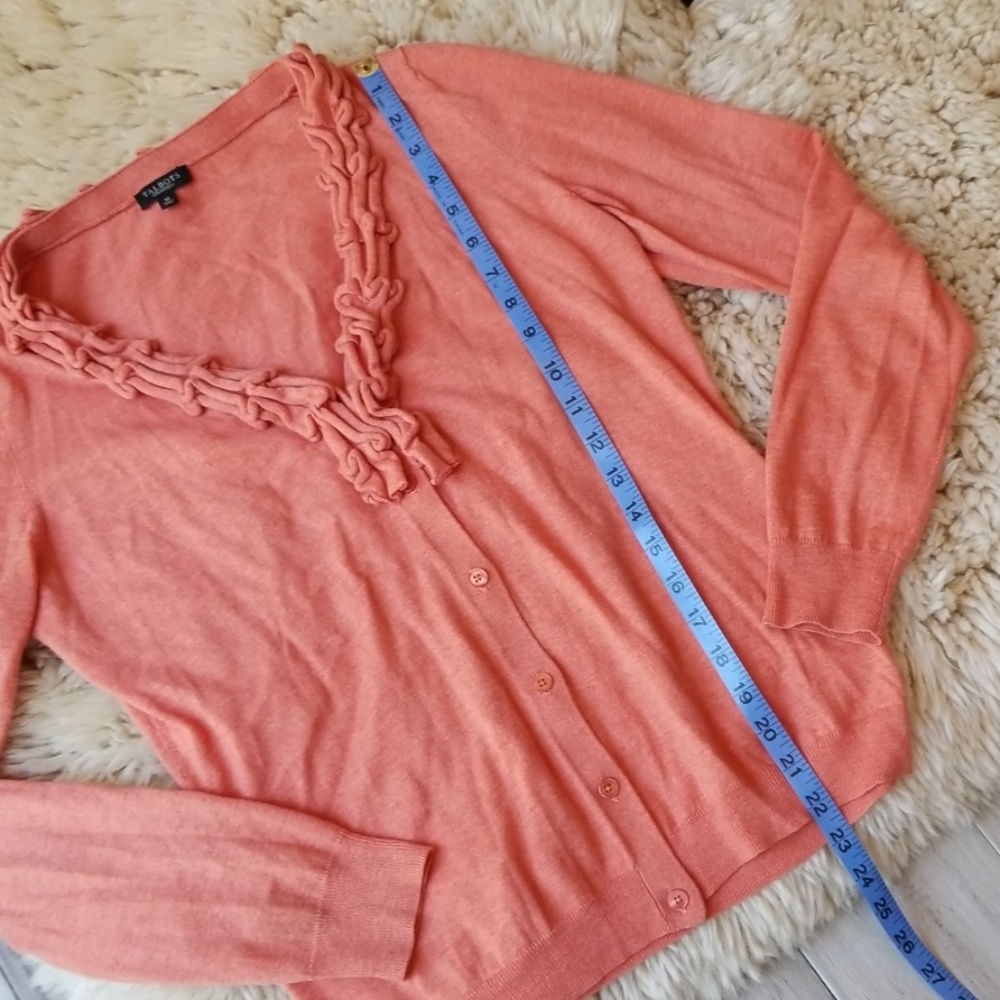 Talbots Ruffled V Neck Button Down Cardigan - Picture 5 of 7